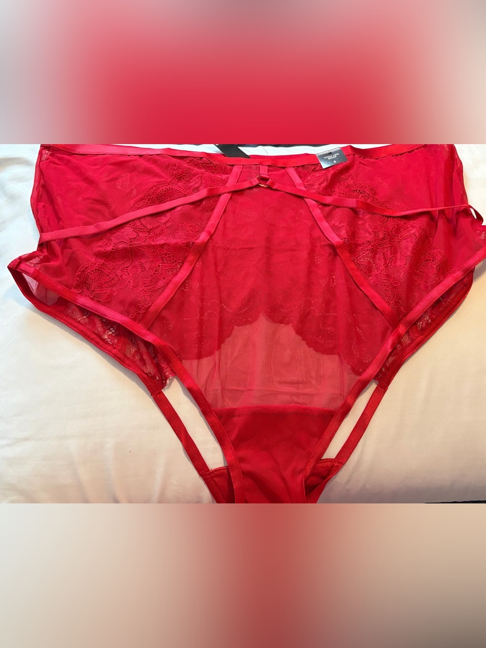 Torrid Lace High Waist Cheeky Panty With Open Bum in Jester Red NWT